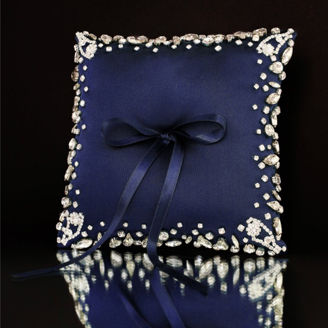 Wedding Pillow For Rings In Navy Blue - ELENA HONCH