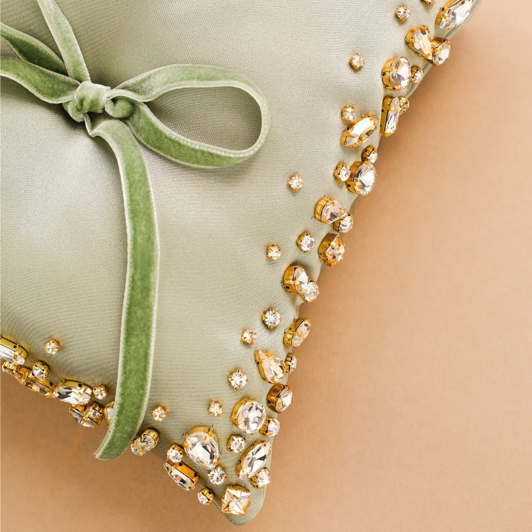 Wedding Pillow For Rings In Olive - ELENA HONCH