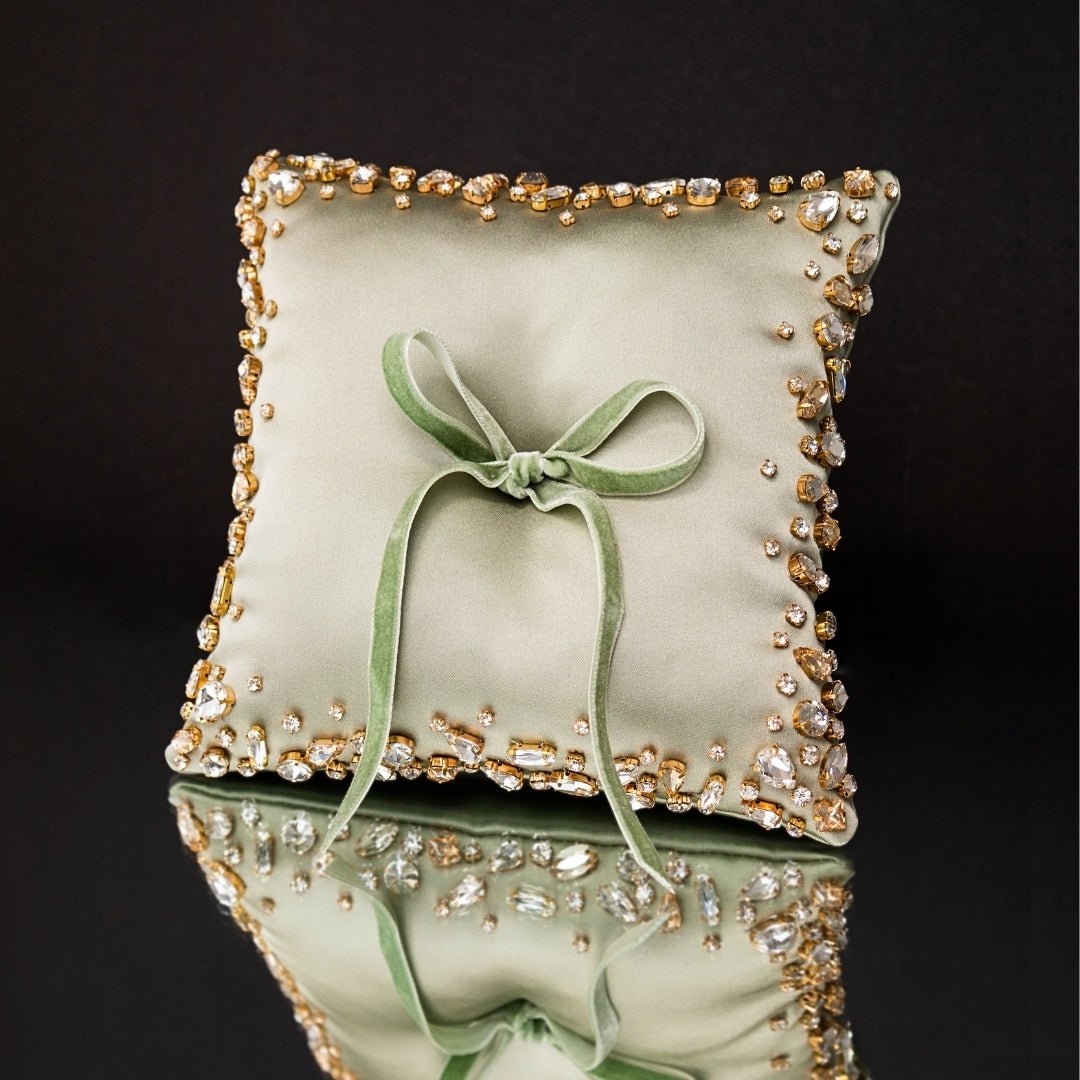 Wedding Pillow For Rings In Olive - ELENA HONCH