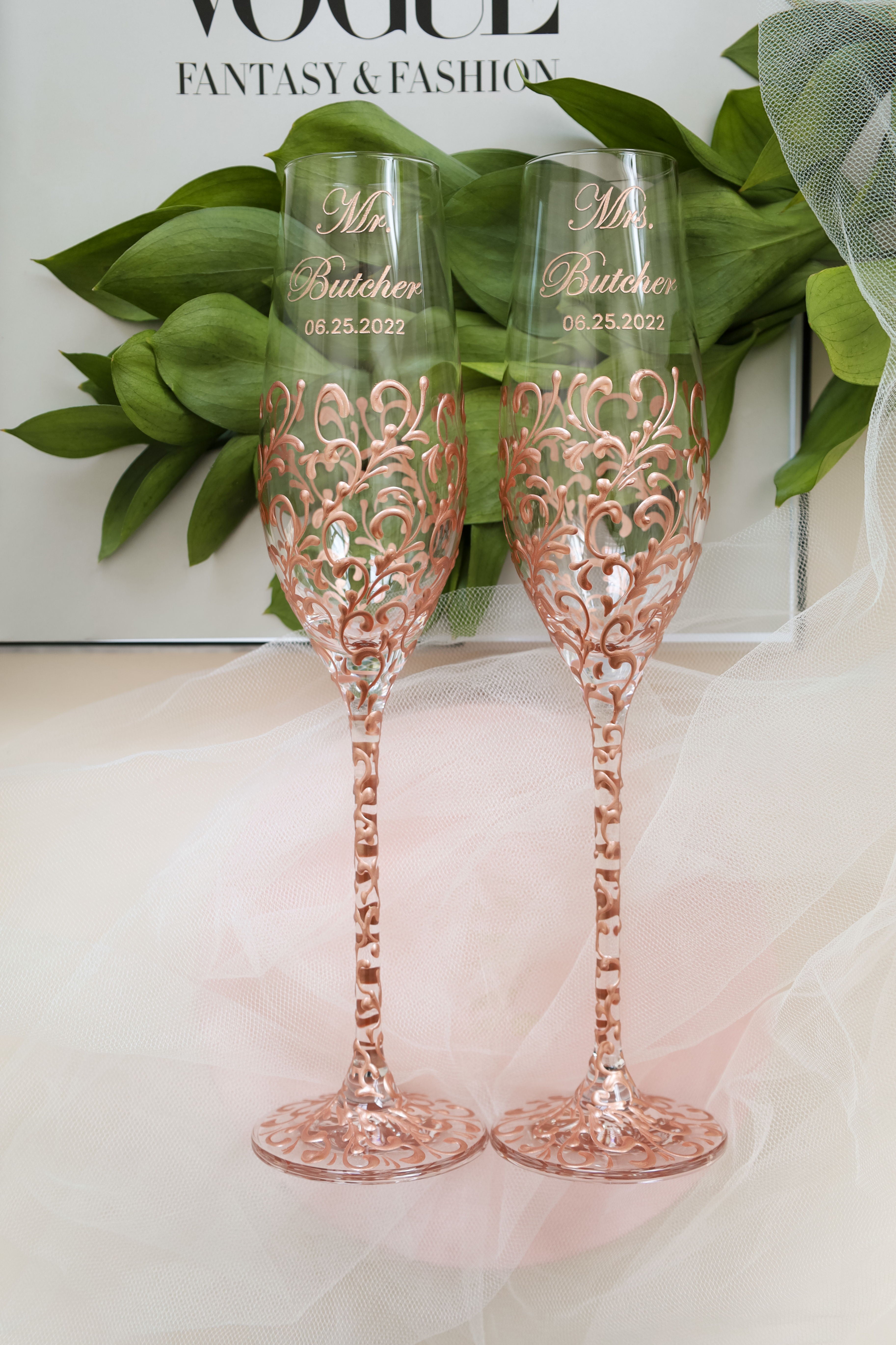 Drawing Flutes & Cake Set Rose Gold