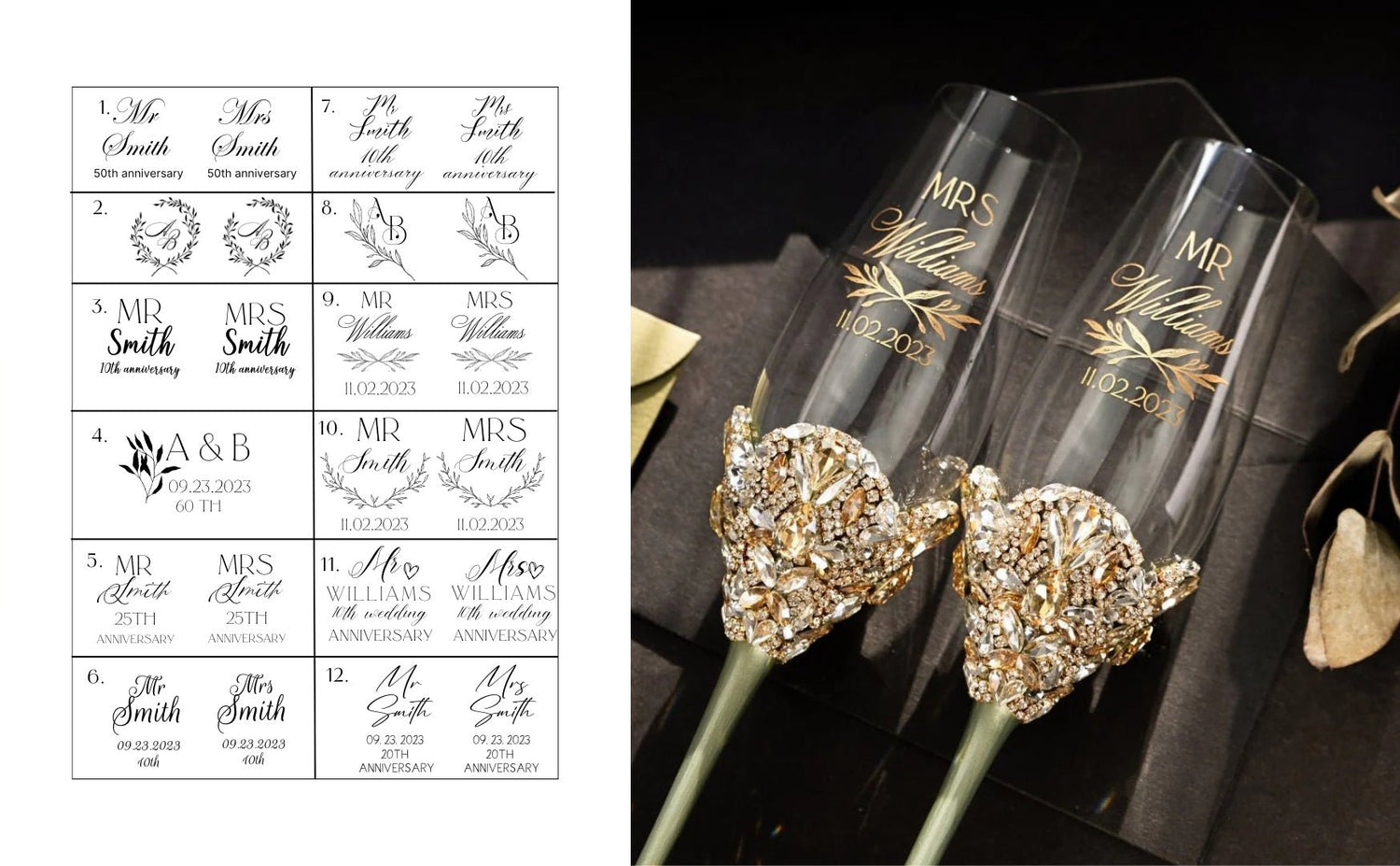 How to Personalize Your Wedding Flutes: 10 Romantic and Timeless Ideas - ELENA HONCH