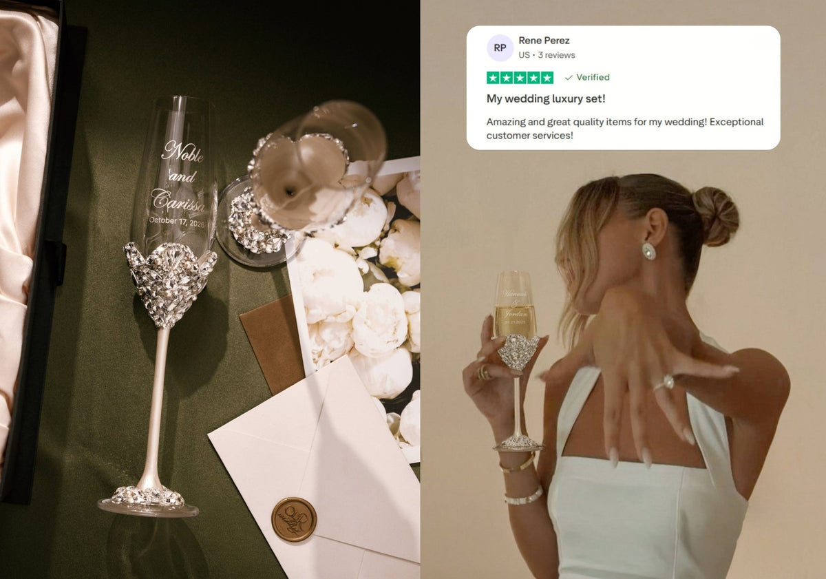 The Story Behind Elena Honch’s Bestselling Blossom Ivory & Pearls Wedding Flutes - ELENA HONCH