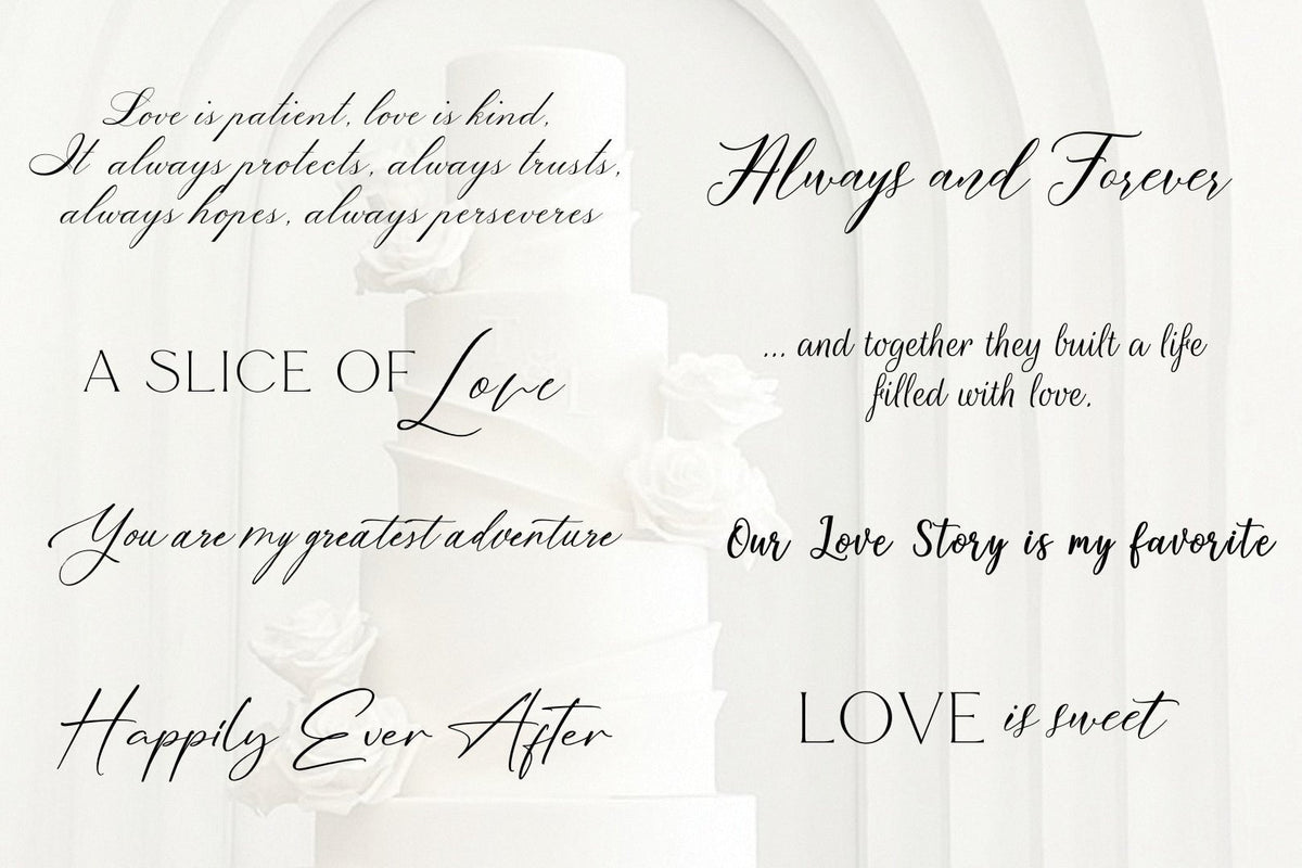 Top 10 Most-Loved Phrases to Personalize Your Wedding Cake Cutting Set - ELENA HONCH