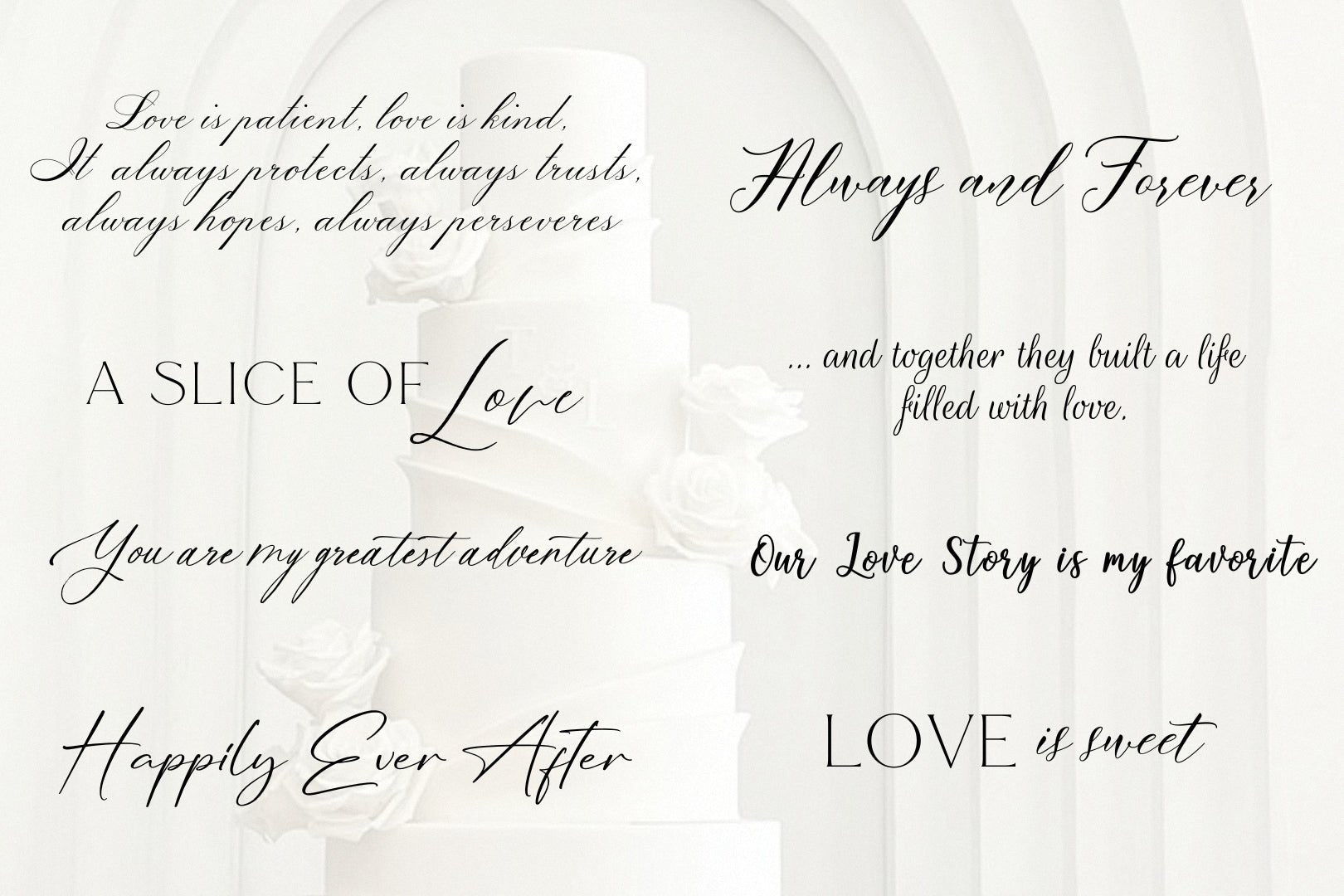 Top 10 Most-Loved Phrases to Personalize Your Wedding Cake Cutting Set - ELENA HONCH