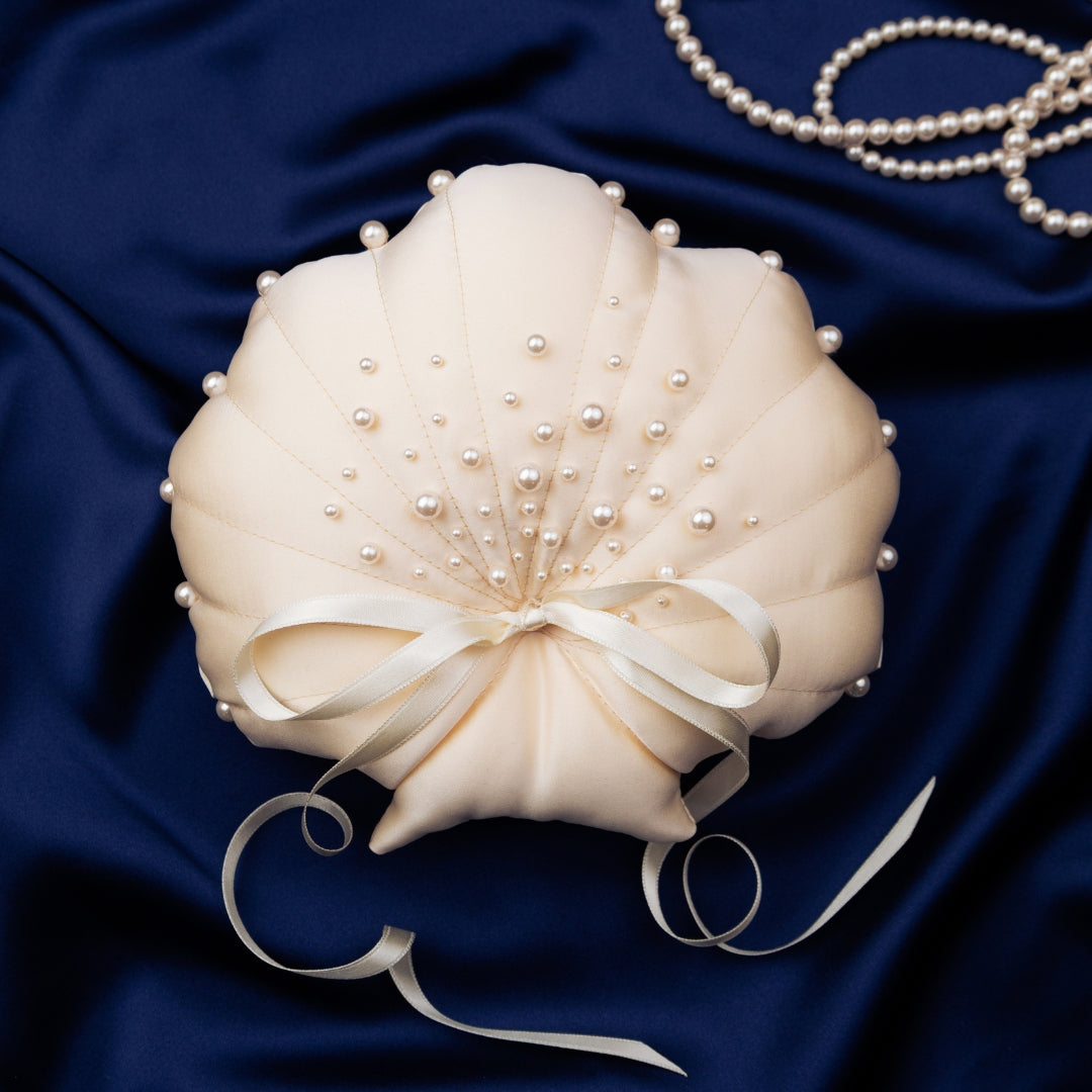 Pearl Pillow For Rings Seashell