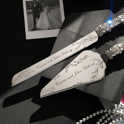10th Wedding Anniversary Ruta Silver flutes &amp; Cake set - ELENA HONCH