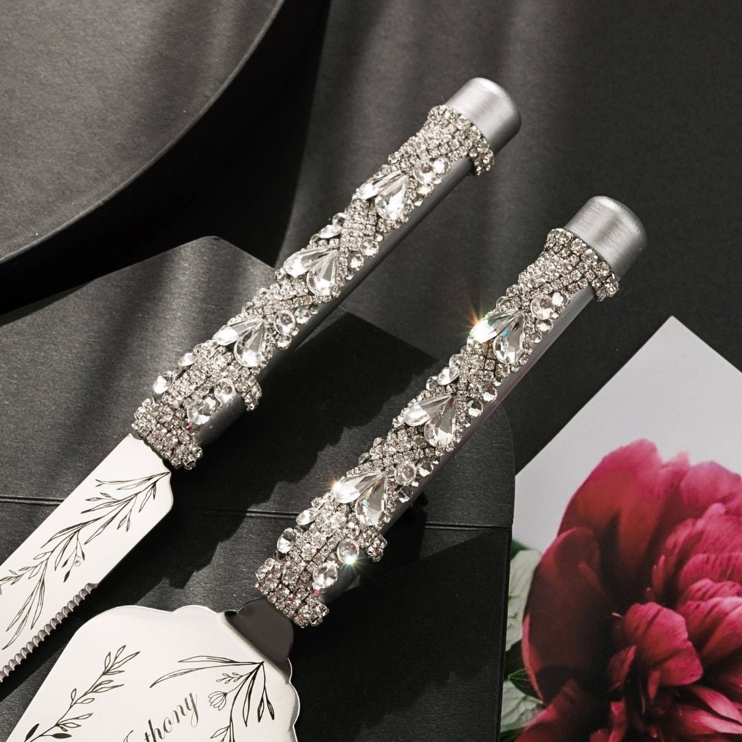 10th Wedding Anniversary Ruta Silver flutes &amp; Cake set - ELENA HONCH