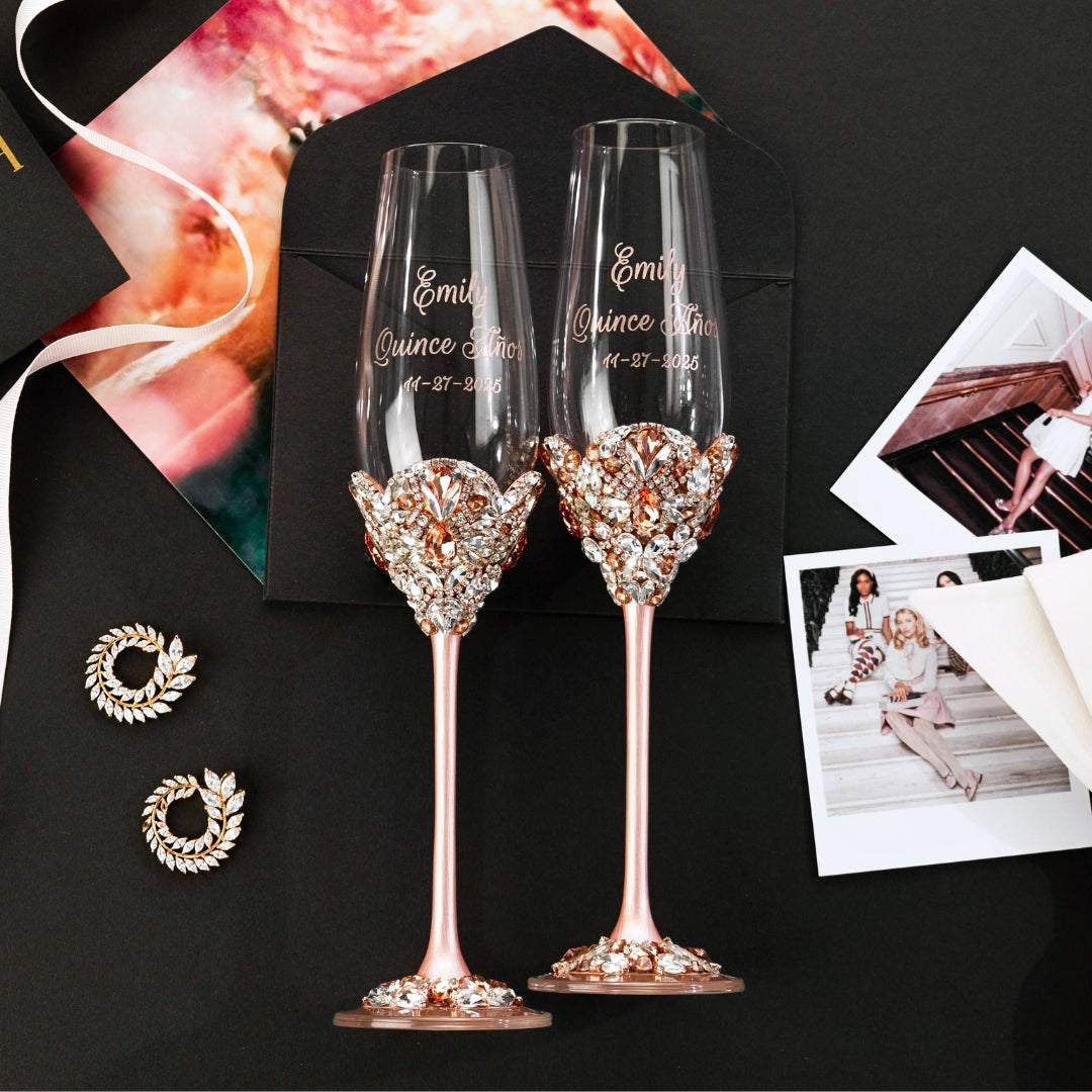 Flutes Blossom Rose Gold to Her Quinceañera Celebration