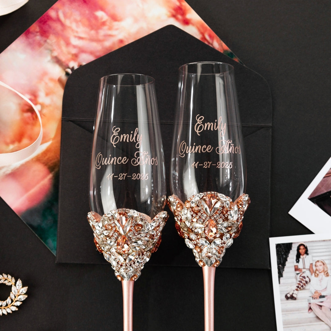 Flutes Blossom Rose Gold to Her Quinceañera Celebration