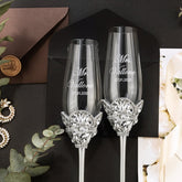 25 Anniversary Flower Flutes & Cake Set Silver - ELENA HONCH