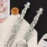 25 Anniversary Flower Flutes & Cake Set Silver - ELENA HONCH