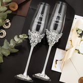 25 Anniversary Flower Flutes & Cake Set Silver - ELENA HONCH