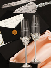 25 Anniversary Flower Flutes & Cake Set Silver - ELENA HONCH