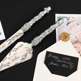 25th Anniversary Flower Flutes & Cake Set Silver - ELENA HONCH
