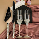 30 Anniversary Blossom Glasses & Cake Set Ivory With Pearls - ELENA HONCH