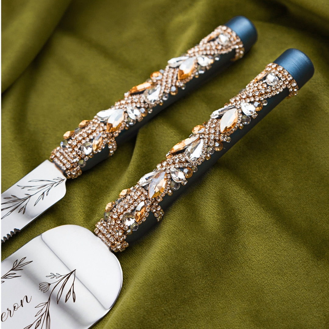 Flutes Ivy &amp; Cake Set Navy with Light Gold