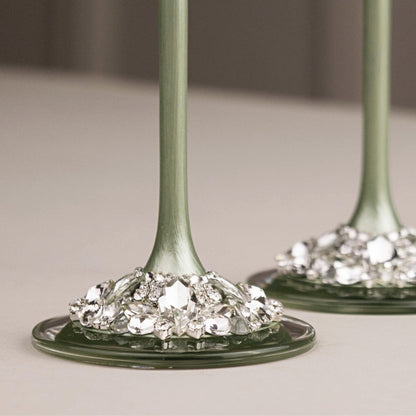 Blossom Eucalyptus Wedding Glasses &amp; Cake Server Set