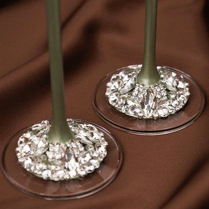 Blossom Eucalyptus Wedding Glasses &amp; Cake Server Set
