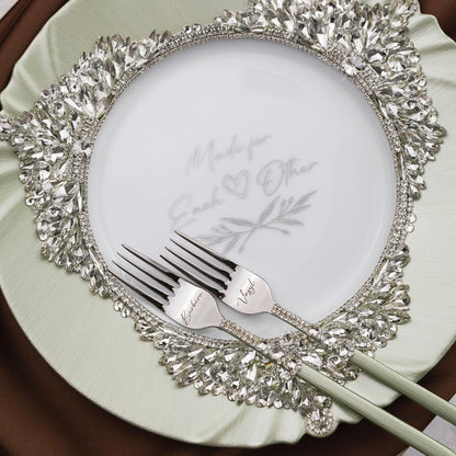 Plate &amp; Forks Set Eucalyptus Color