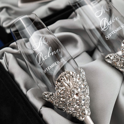 White Set Blossom in Silver Satin-Lined Boxes