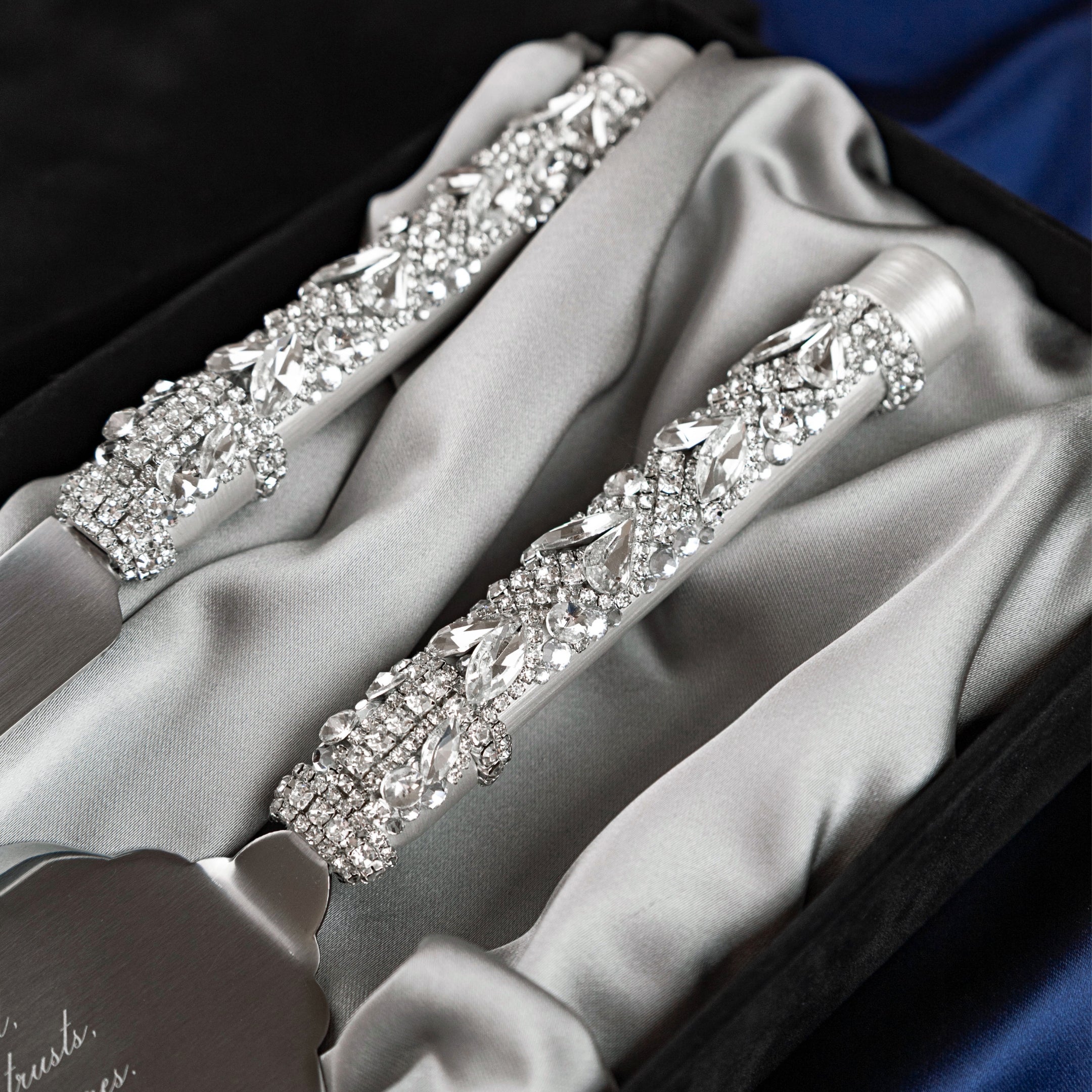 White Set Blossom in Silver Satin-Lined Boxes