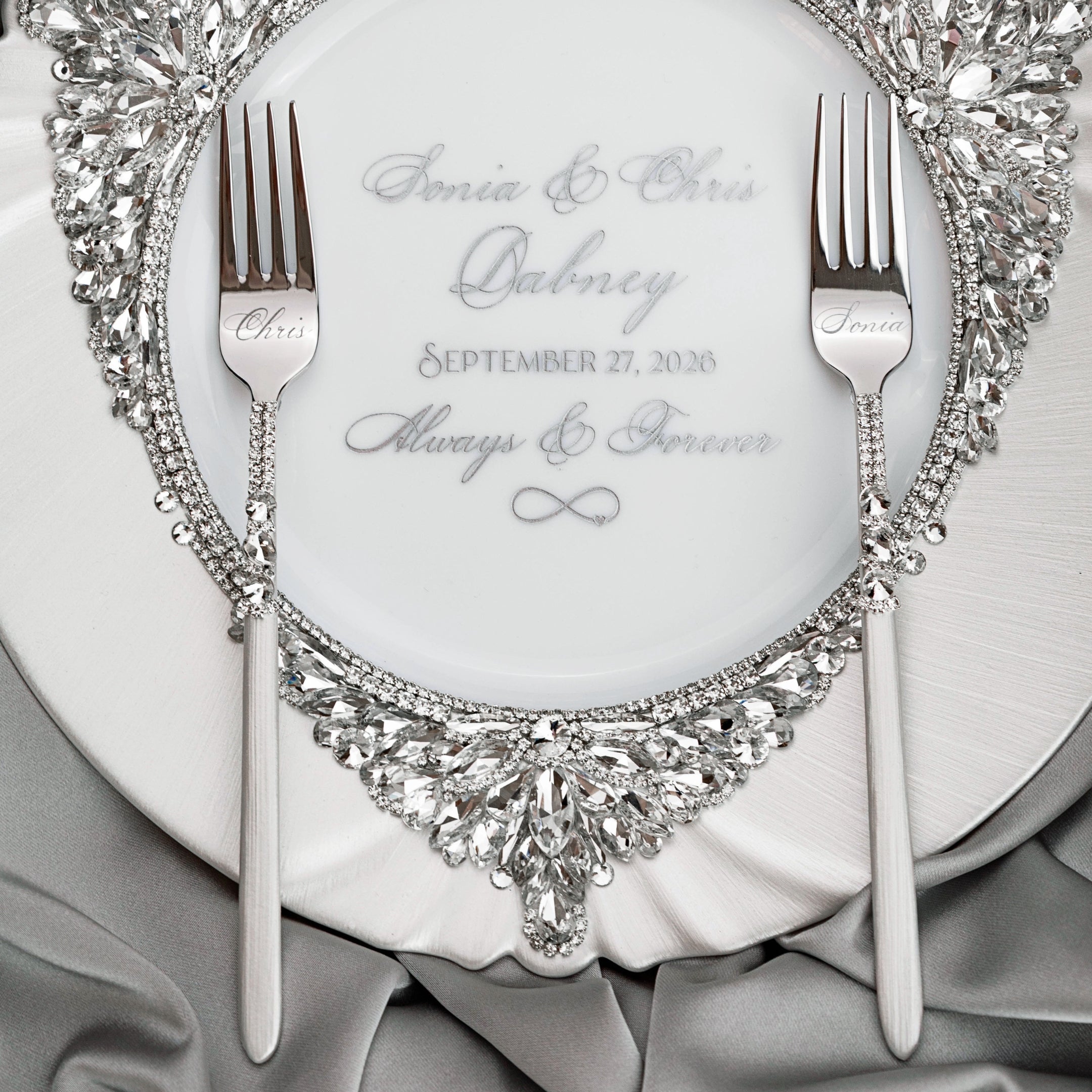 White Set Blossom in Silver Satin-Lined Boxes