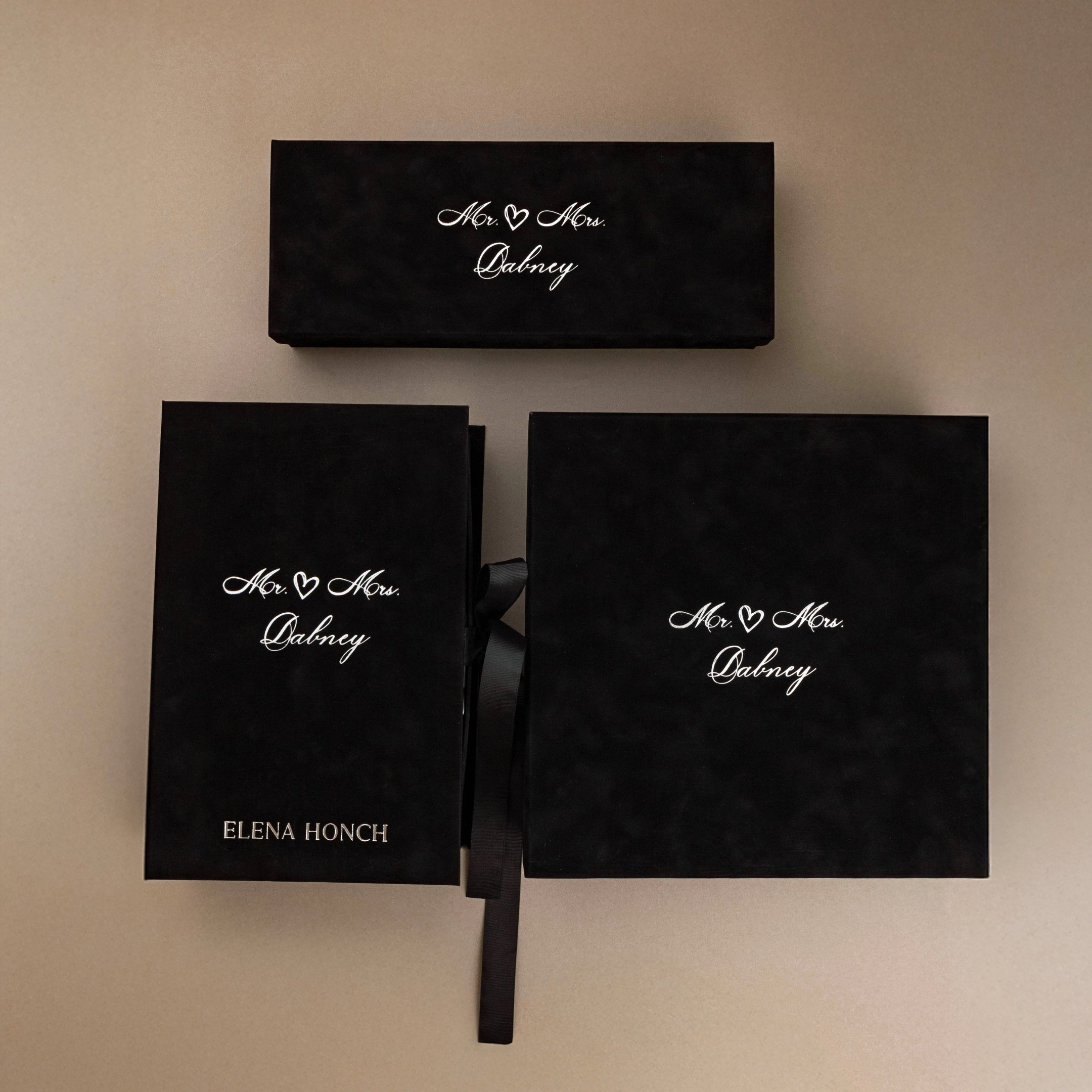 White Set Blossom in Silver Satin-Lined Boxes