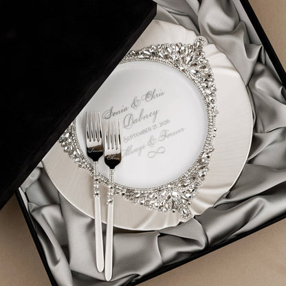 White Set Blossom in Silver Satin-Lined Boxes