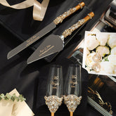 50th Anniversary Blossom Gold Glasses & Cake Set - ELENA HONCH