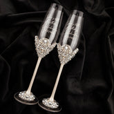 60th Anniversary Blossom Glasses & Cake Set Ivory With Pearls - ELENA HONCH
