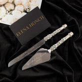 60th Anniversary Blossom Glasses & Cake Set Ivory With Pearls - ELENA HONCH