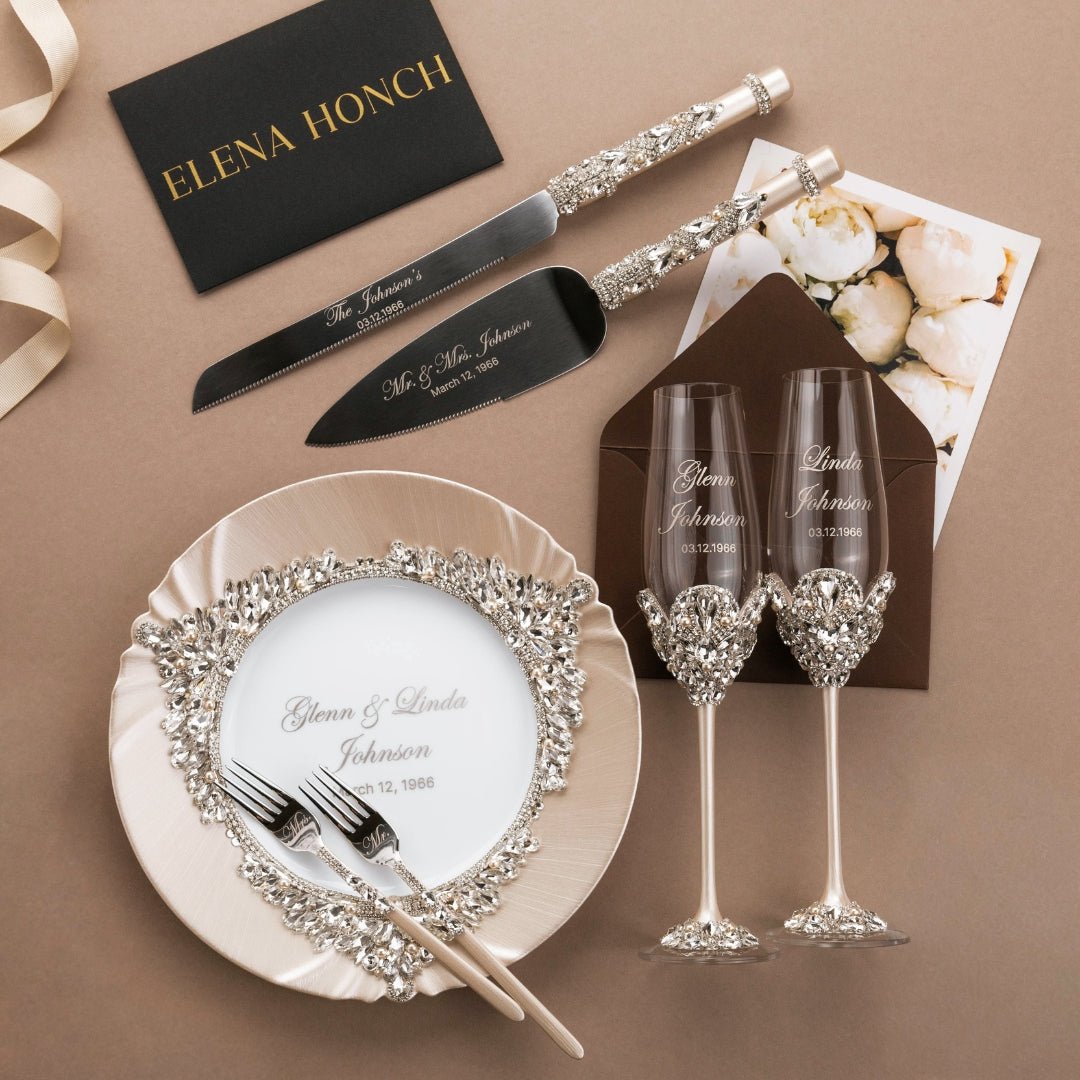 60th Wedding Anniversary Blossom Set Ivory with pearls - ELENA HONCH