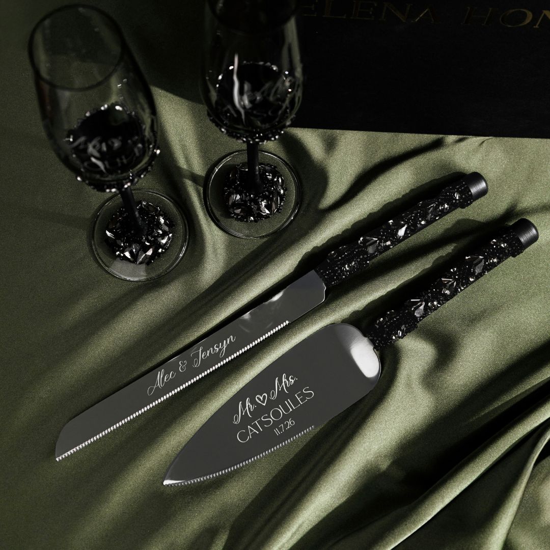 Ruta Flutes with Cake Set in Black