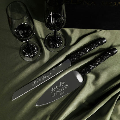 Ruta Flutes with Cake Set in Black