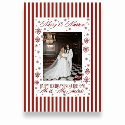 Merry &amp; Married Burgundy or Emerald Christmas Photo Card Template