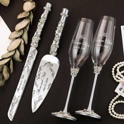 Avrora Flutes &amp; Cake Set Silver - ELENA HONCH