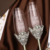 Blossom Eucalyptus Wedding Glasses & Cake Server Set - ELENA HONCH