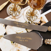Blossom Gold Wedding Glasses & Cake Cutting Set - ELENA HONCH