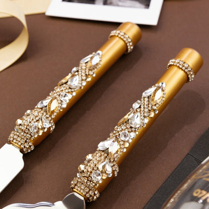 Blossom Gold Wedding Glasses &amp; Cake Cutting Set - ELENA HONCH