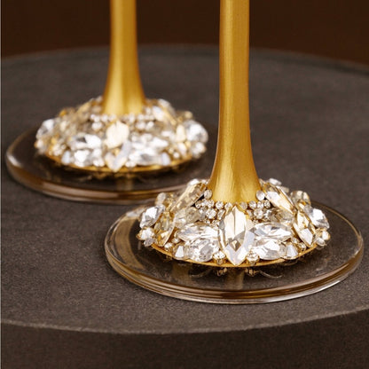 Blossom Gold Wedding Glasses &amp; Cake Cutting Set - ELENA HONCH