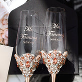 Blossom Rose & Gold Wedding Glasses with Cake Set - ELENA HONCH