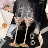 Blossom Rose & Gold Wedding Glasses with Cake Set - ELENA HONCH