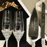 Blossom White Wedding Glasses & Cake Server Set - ELENA HONCH