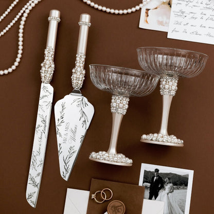 Celeste Flutes &amp; Cake Set Ivory - ELENA HONCH