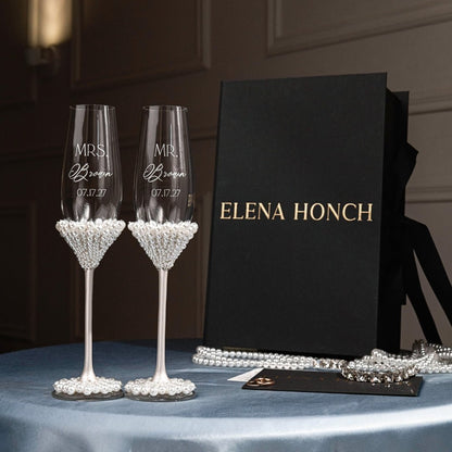 Coastal White Pearl Flutes - ELENA HONCH