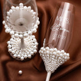 Coastal White Pearl Flutes & Cake Server Set - ELENA HONCH