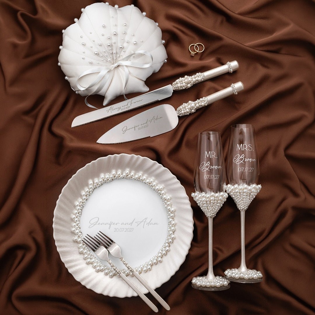Coastal White Pearl Set with pillow - ELENA HONCH