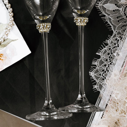 Crystal Line Wedding Flutes in Gold - ELENA HONCH