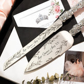 Custom Quinceañera Flutes Ruta & Cake Server Set In Blush - ELENA HONCH