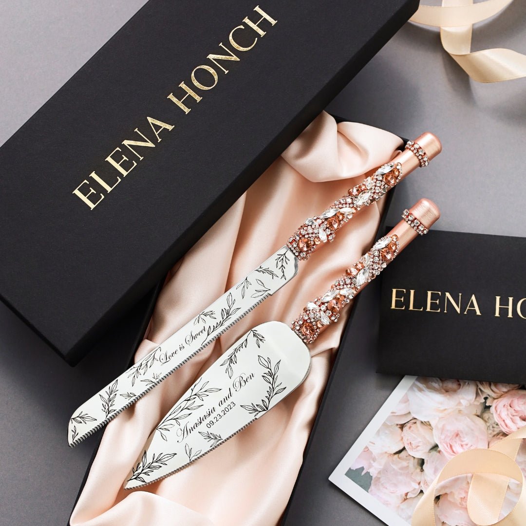 Floral Rose Gold Cake Set - ELENA HONCH